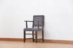 レトロ家具　アンティーク 古いナラ材のレトロなアームチェア(イス、椅子)
