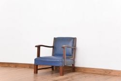 アンティーク家具　ジャンク品　脚カット有　ビニール張りのアームチェア(1人掛けソファ)