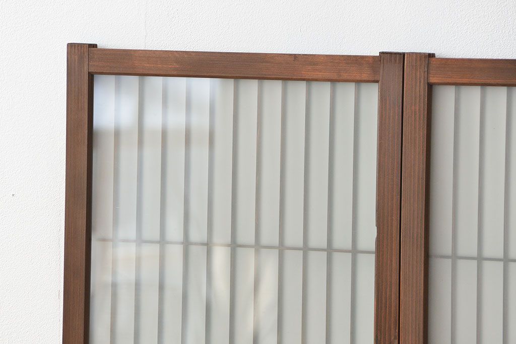 アンティーク 古い書院引き戸2枚セット(ガラス戸、書院戸)
