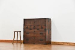 アンティーク家具　アンティーク ☆モダンデザインの二段重ね時代箪笥