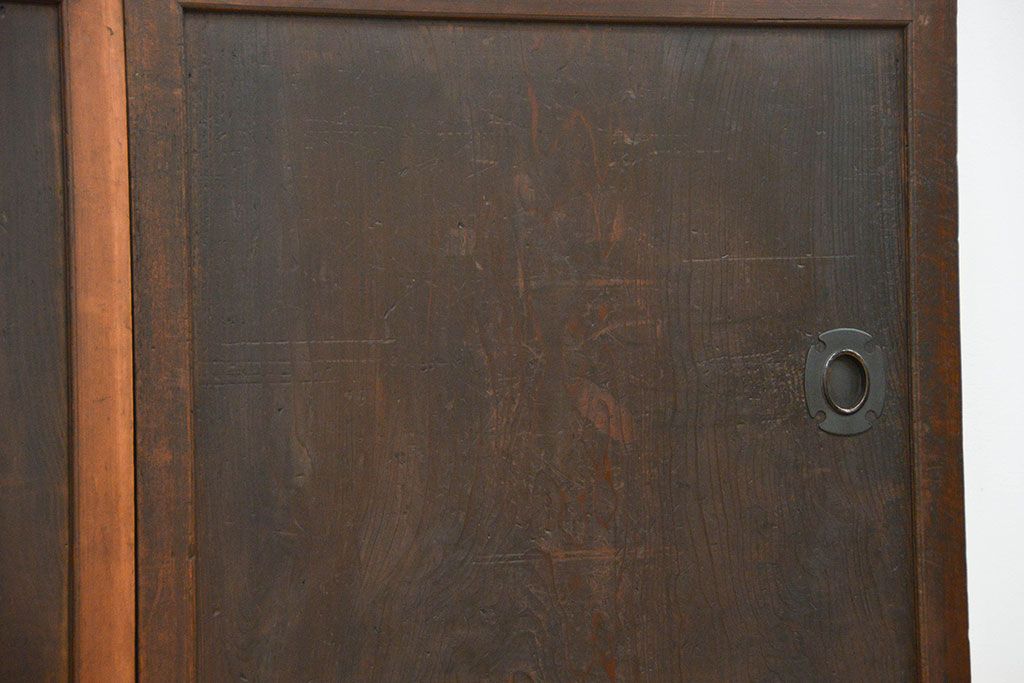 古民具・骨董 古い木の小さな一枚板 板戸2枚(2)(窓)