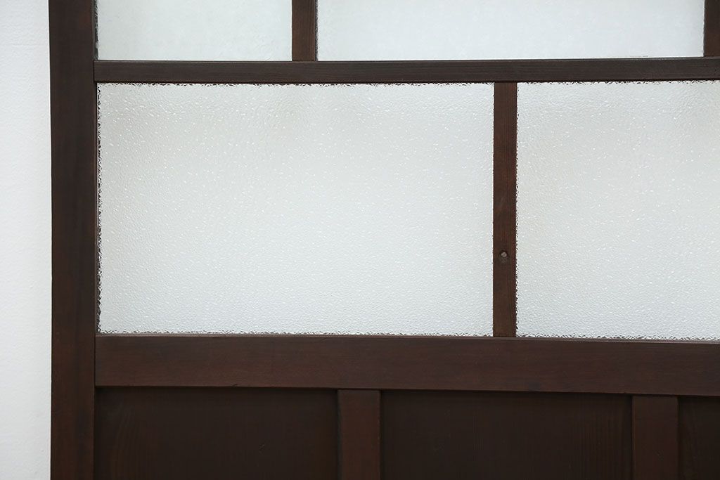 ★大正ロマン　結霜ガラスとダイヤガラスの上質なガラス戸1枚(1)(引き戸)