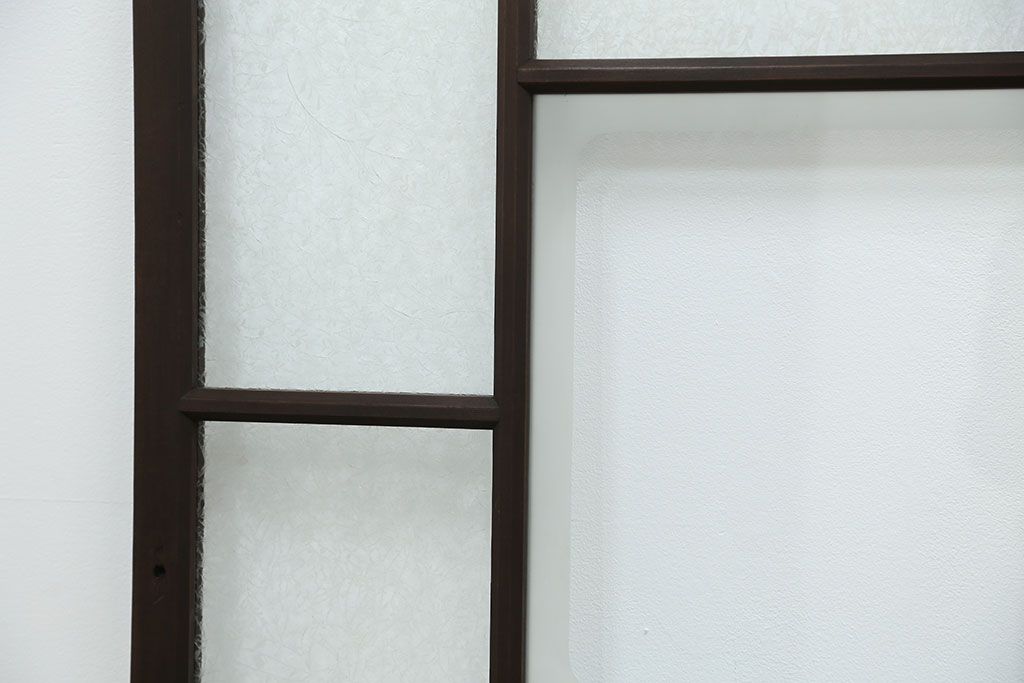★大正ロマン　結霜ガラスとダイヤガラスの上質なガラス戸2枚セット(引き戸)