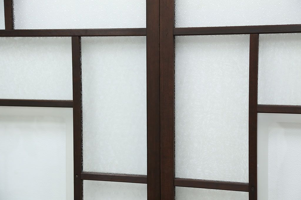 ★大正ロマン　結霜ガラスとダイヤガラスの上質なガラス戸2枚セット(引き戸)