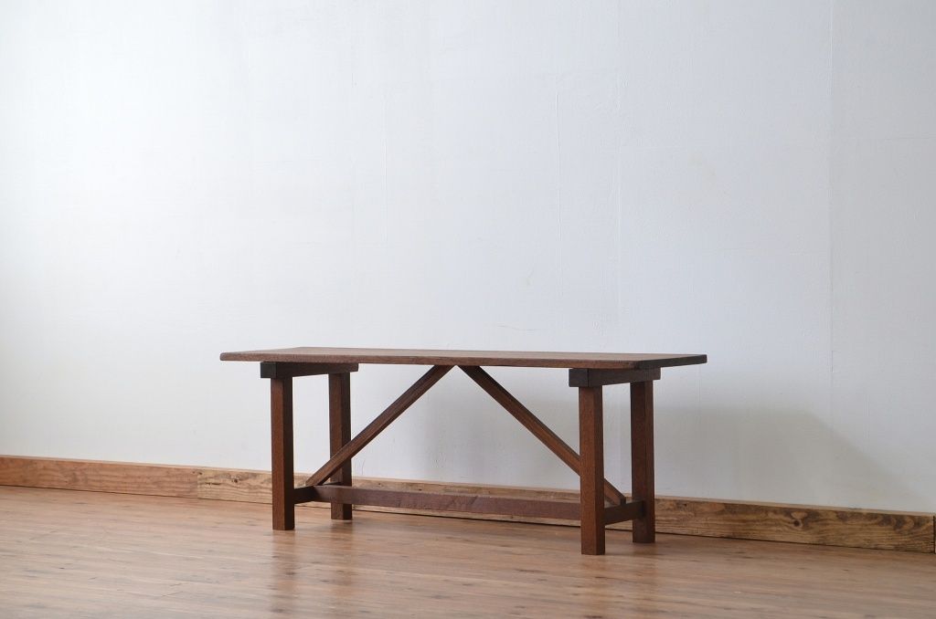 レトロ家具　昭和レトロ 古い木のシンプルなベンチ3(長イス・椅子)