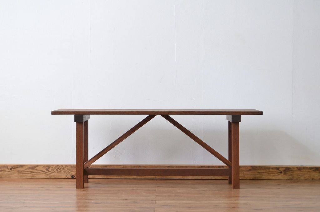 レトロ家具　昭和レトロ 古い木のシンプルなベンチ3(長イス・椅子)