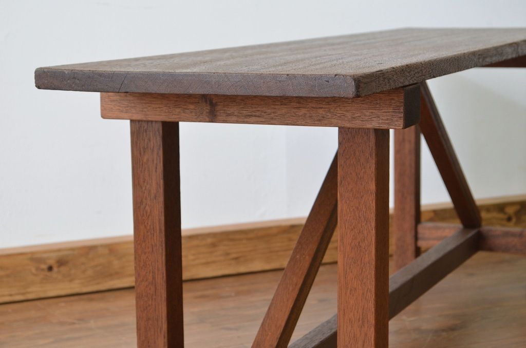 レトロ家具　昭和レトロ 古い木のシンプルなベンチ3(長イス・椅子)