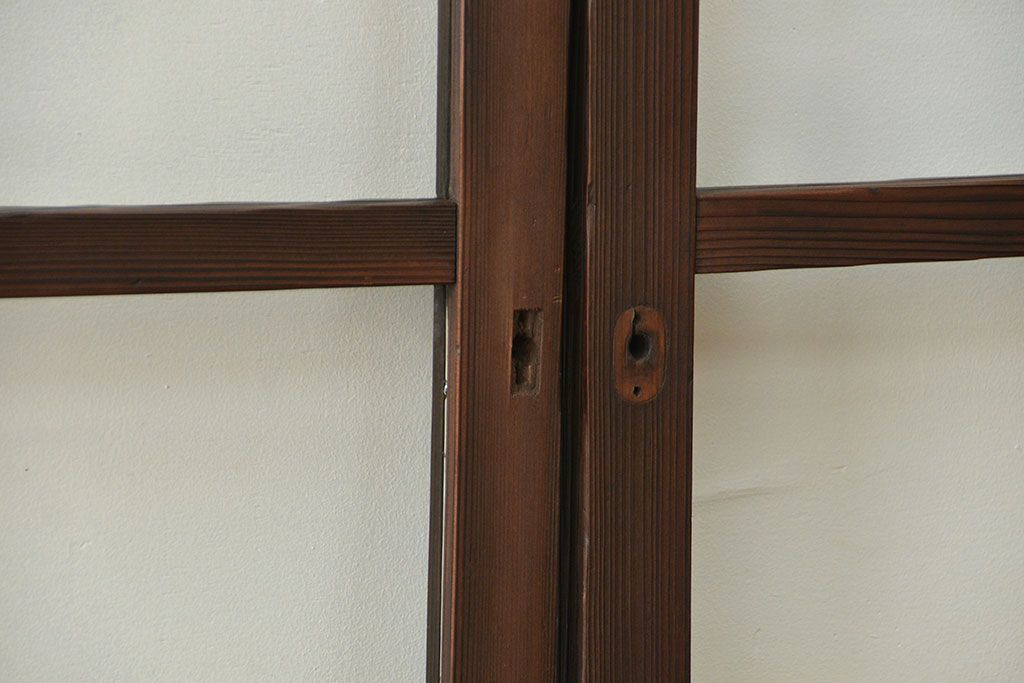昭和レトロ 古い木のシンプルなガラス引き戸4枚セット(窓・ガラス戸・建具)