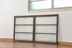昭和レトロ シンプルなすりガラス引き戸2枚セット(ガラス戸、窓、建具)　