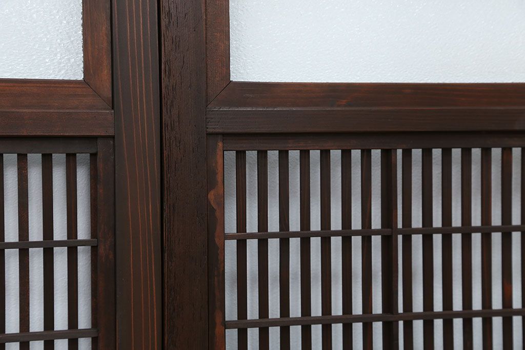 アンティーク ★シックな裏障子付きダイヤガラス格子戸2枚セット(和風建具)
