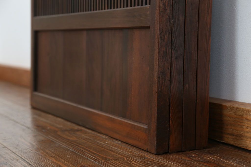 古民具・骨董 シックな裏障子付き格子戸4枚セット(和風引き戸)