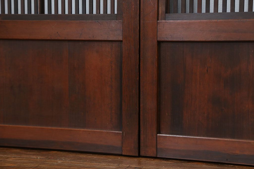 古民具・骨董 シックな裏障子付き格子戸4枚セット(和風引き戸)