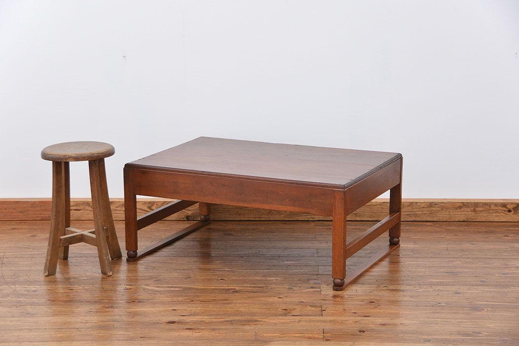 レトロ家具　昭和レトロ 古い木の文机(テーブル、作業台)