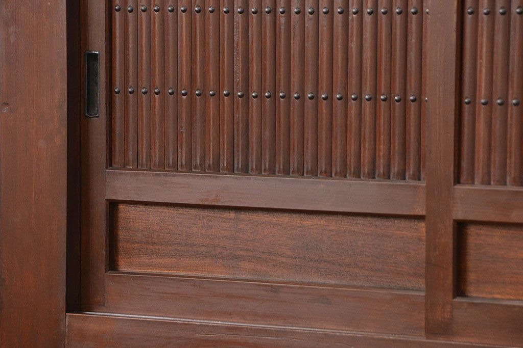 アンティーク家具　古民具・骨董 特別注文造り 背の高い変わり型昇り引き出し付き六尺水屋箪笥(食器棚、収納棚)