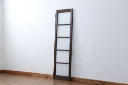 アンティーク ガラスのドアノブ!すりガラス入り細身のドア(扉)