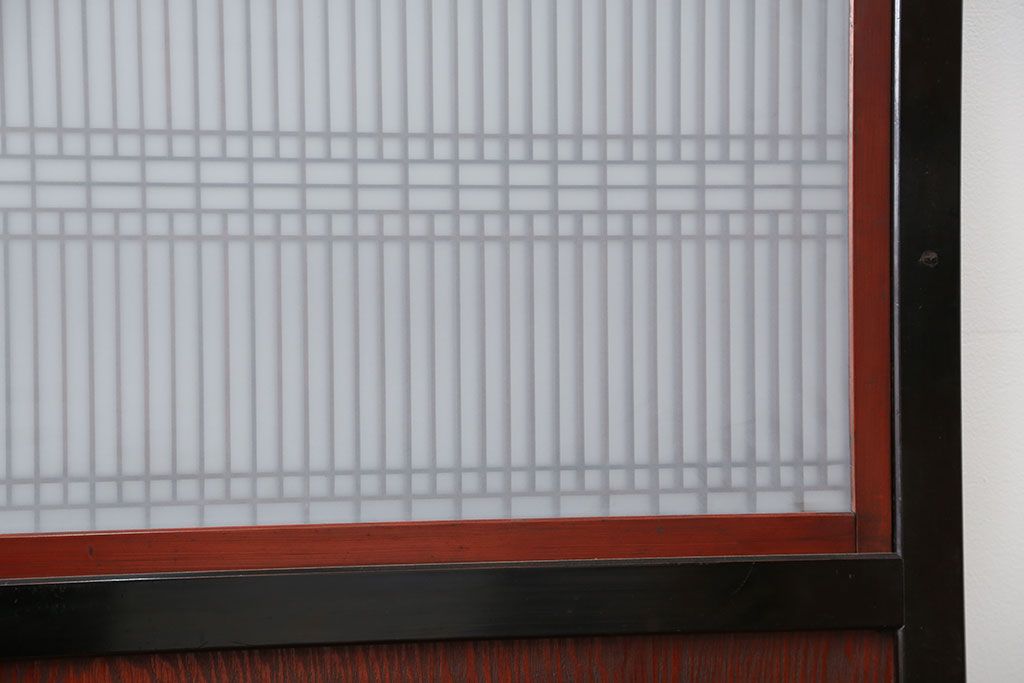 古民具・骨董 ★シックな組子入りのガラス帯戸2枚セット(板戸、和風建具)