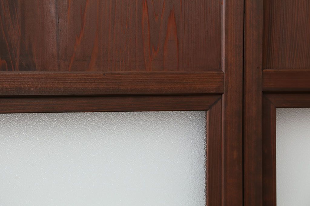 古民具・骨董 状態の良いシンプルで美しいダイヤガラス入り帯戸4枚セット(和風引き戸、ガラス帯戸)