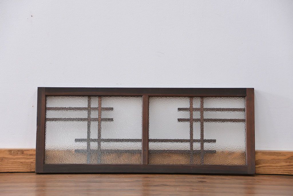 古民具・骨董 古い木のダイヤガラス明り取り(窓、欄間、和風建具)
