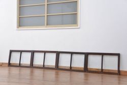 アンティーク 古い木のシンプルで小さなガラス窓4枚セット(ガラス戸、引き戸)