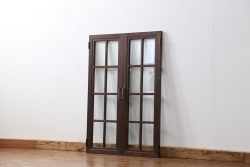 アンティーク 古い洋館の上質な面取りガラス 観音扉1対(1)(窓、両開き戸、両開き窓)