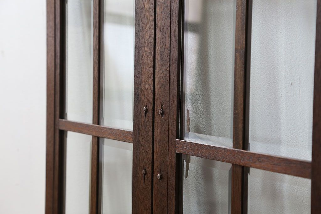 アンティーク 古い洋館の上質な面取りガラス 観音扉1対(1)(窓、両開き戸、両開き窓)