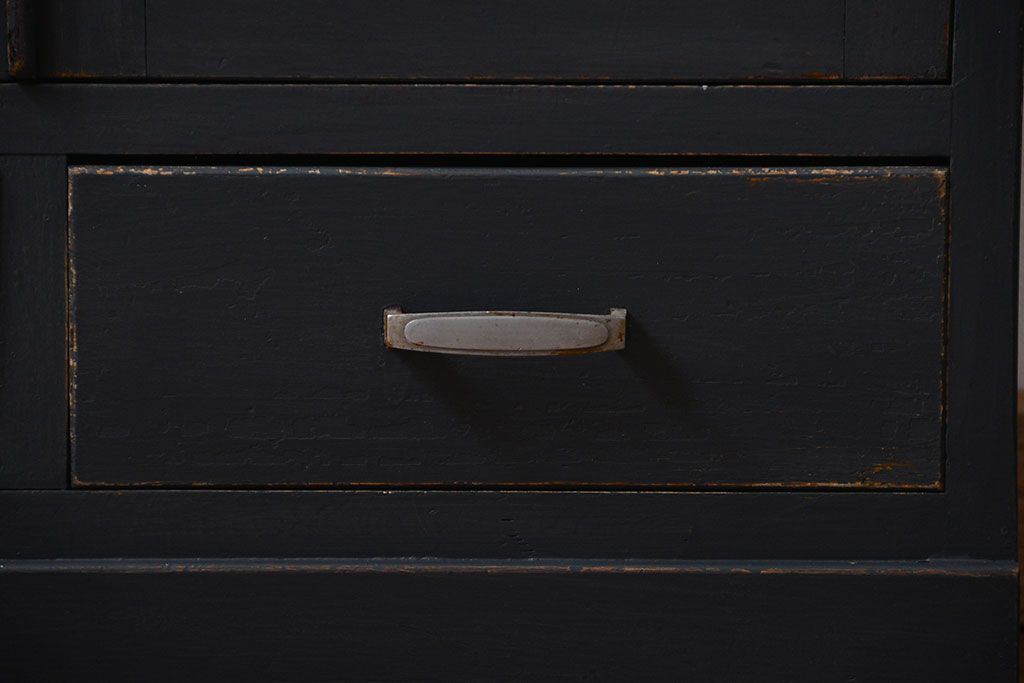 アンティーク家具　アンティークペイント　シックなダイヤガラス本箱(ブックケース、収納棚)