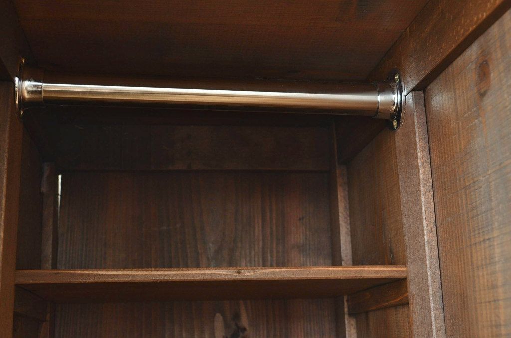 レトロ家具　昭和レトロ 希少 古い木のモールガラスアンティークロッカー(8) 3人用