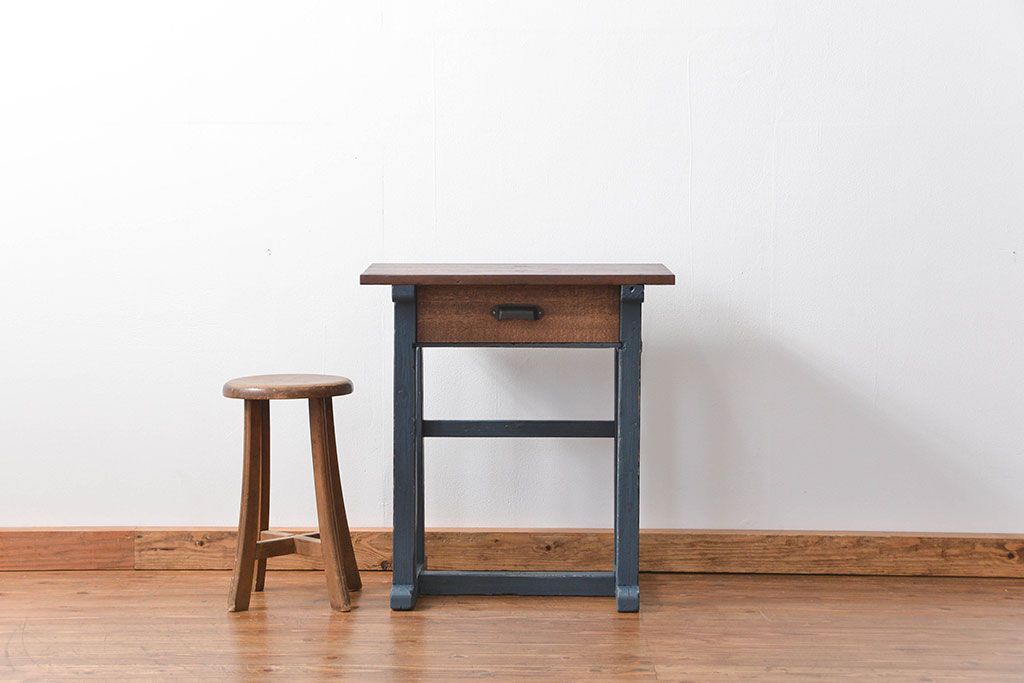 昭和レトロ 木製 長方形 木製ベンチ 長テーブル サイドテーブル 勉強机 机