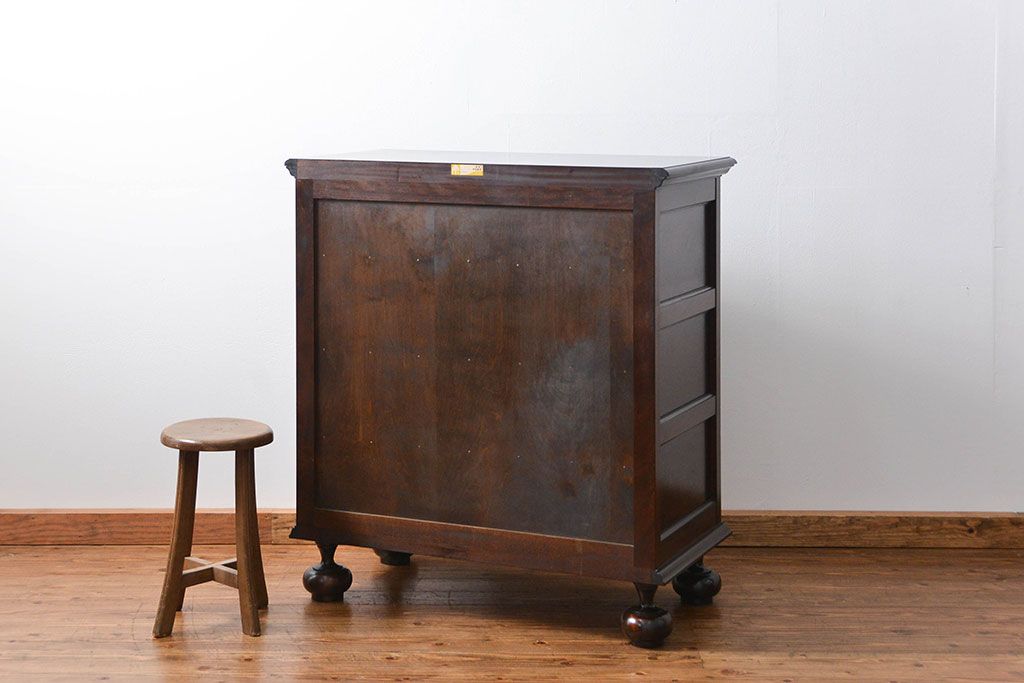 中古美品　松本民芸家具　希少なC型ボールフット洋タンス　定価約52万円(箪笥、たんす、チェスト)
