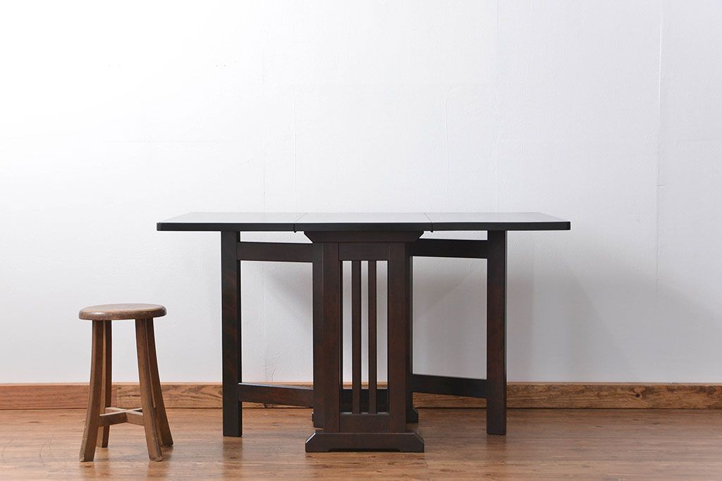 中古 美品 北海道民芸家具 バタフライテーブル 定価約20万円(エクステンションテーブル/ダイニングテーブル)