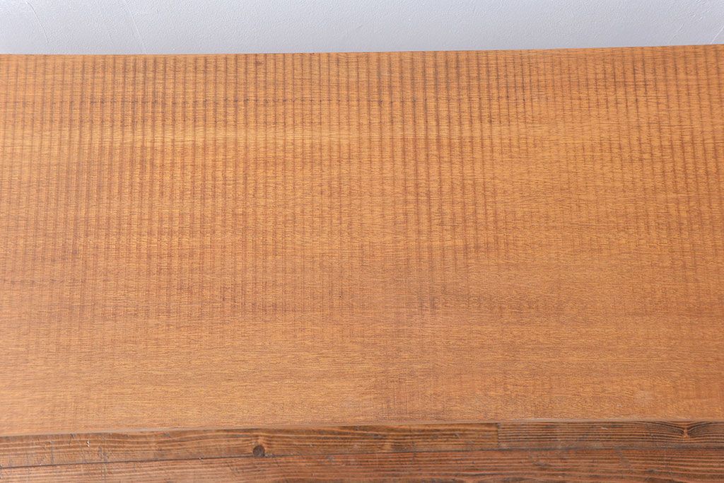 アンティーク家具　アンティーク ☆天板一枚板 使い込まれた古材天板の鉄脚テーブル(3)(デスク/作業台/机)