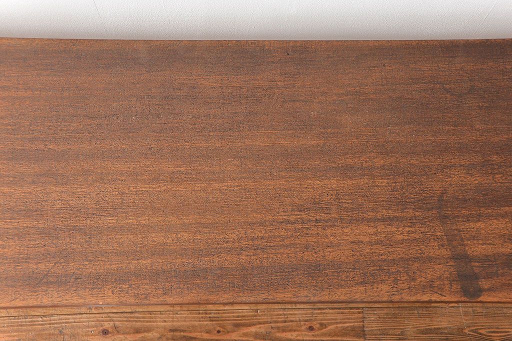 アンティーク家具　アンティーク ☆天板一枚板 使い込まれた古材天板の鉄脚テーブル(4)(デスク/作業台/机)