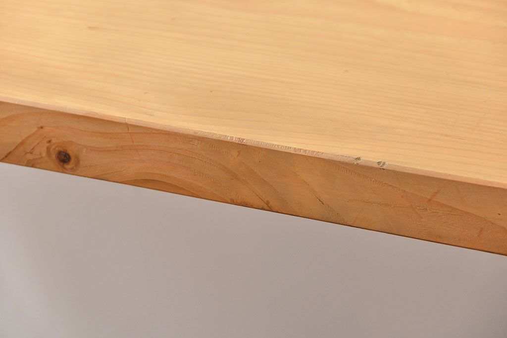 アンティーク家具　アンティーク ☆天板一枚板 使い込まれた古材天板の鉄脚テーブル(7)(デスク/作業台/机)
