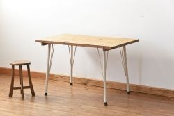 アンティーク家具　アンティーク ☆天板一枚板 使い込まれた古材天板の鉄脚テーブル(8)(デスク/作業台/机)