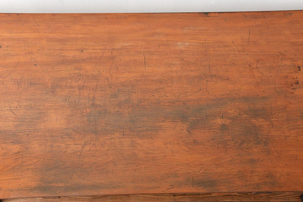 アンティーク家具　アンティーク 天板一枚板 古材天板の鉄脚テーブル(2)(デスク・作業台・机)