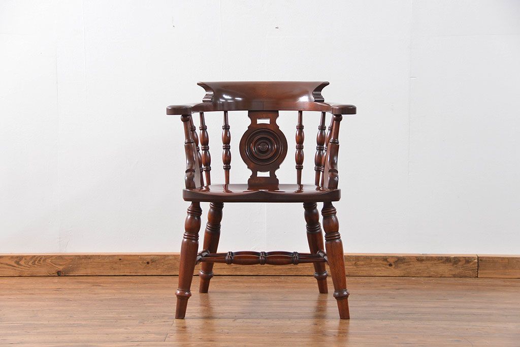 中古美品　松本民芸家具ミズメ桜 大キャプテンチェア(2)定価約25万円(椅子、イス、いす)