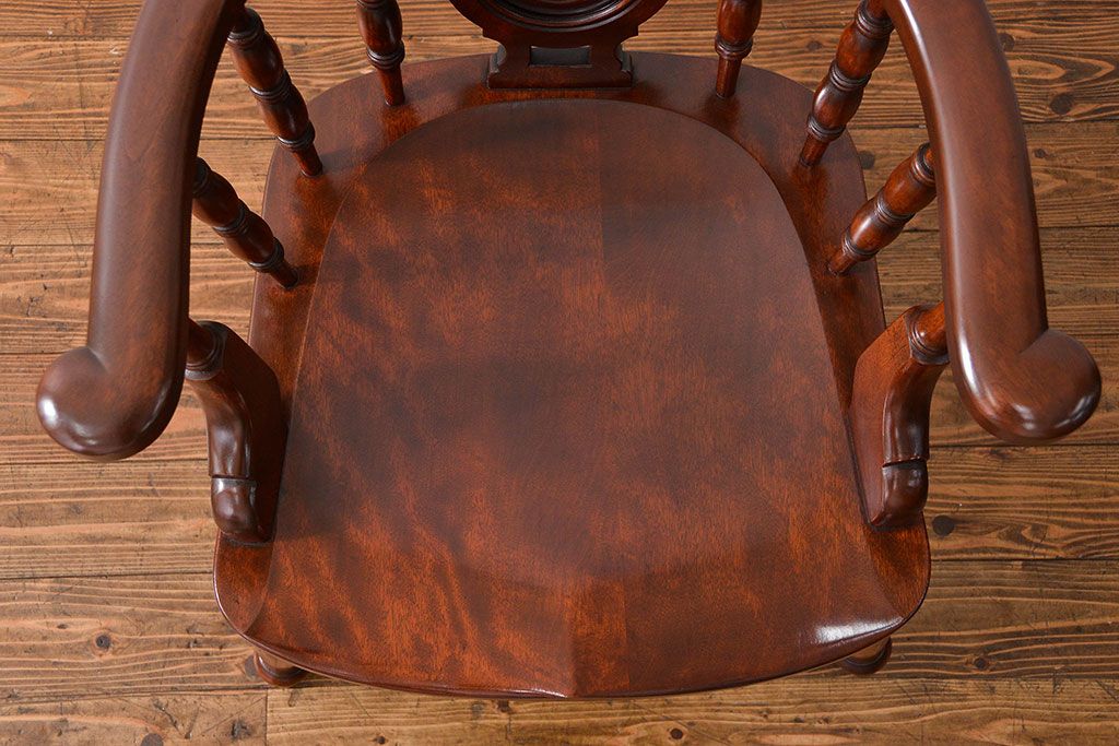 中古美品　松本民芸家具ミズメ桜 大キャプテンチェア(2)定価約25万円(椅子、イス、いす)