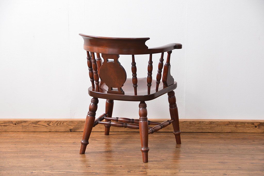 中古美品　松本民芸家具ミズメ桜 大キャプテンチェア(2)定価約25万円(椅子、イス、いす)