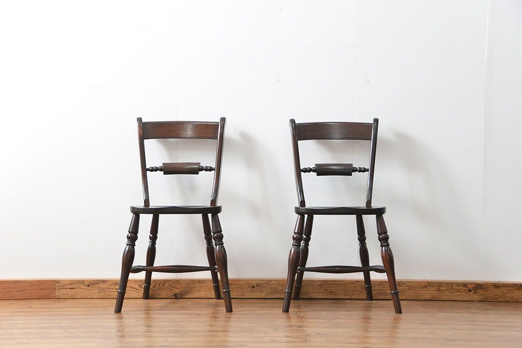 中古 松本民芸家具 ワイコムチェア2脚セット(1) 定価1脚=約88000円(椅子、イス、いす)