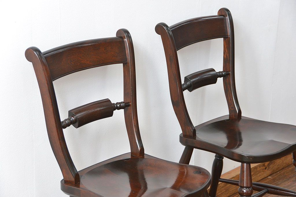 中古 松本民芸家具 ワイコムチェア2脚セット(1) 定価1脚=約88000円(椅子、イス、いす)