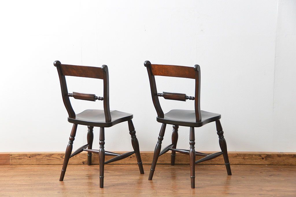 中古 松本民芸家具 ワイコムチェア2脚セット(1) 定価1脚=約88000円(椅子、イス、いす)