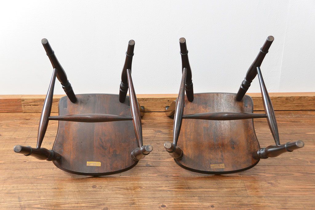 中古 松本民芸家具 ワイコムチェア2脚セット(1) 定価1脚=約88000円(椅子、イス、いす)