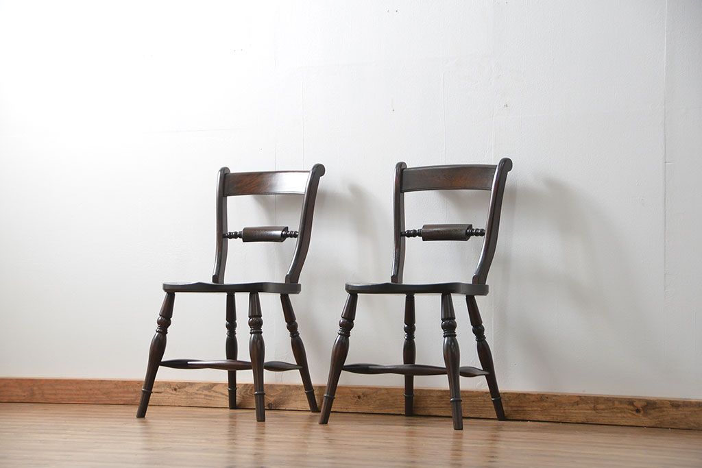 中古　松本民芸家具 ワイコムチェア2脚セット(2) 定価1脚=約88000円(椅子、イス、いす)