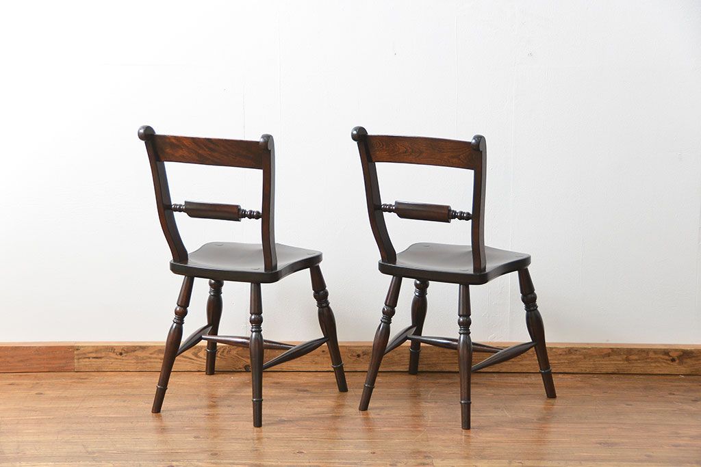 中古　松本民芸家具 ワイコムチェア2脚セット(2) 定価1脚=約88000円(椅子、イス、いす)