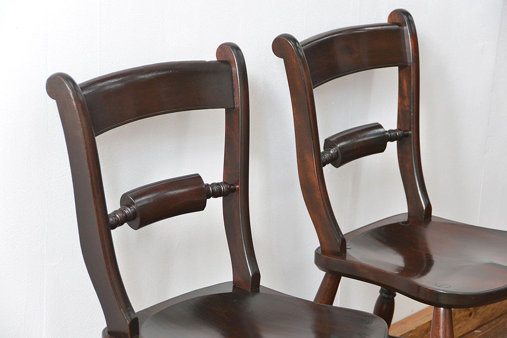 中古　松本民芸家具 ワイコムチェア2脚セット(3) 定価1脚=約88000円(椅子、イス、いす)