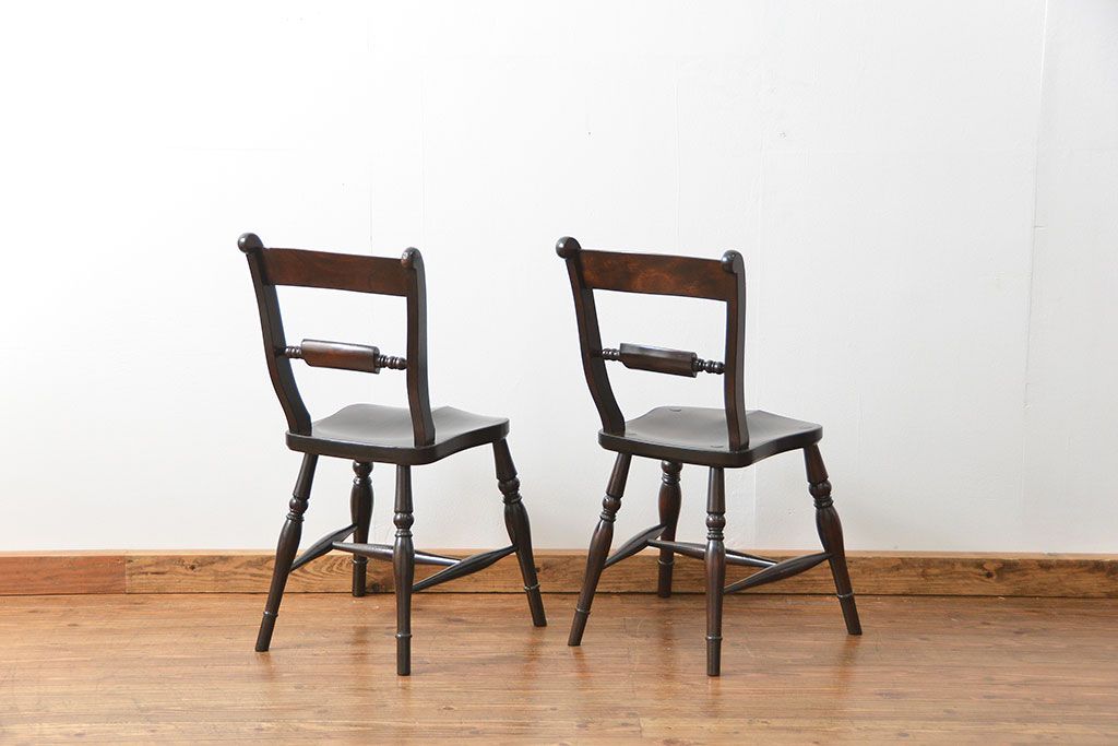 中古　松本民芸家具 ワイコムチェア2脚セット(3) 定価1脚=約88000円(椅子、イス、いす)