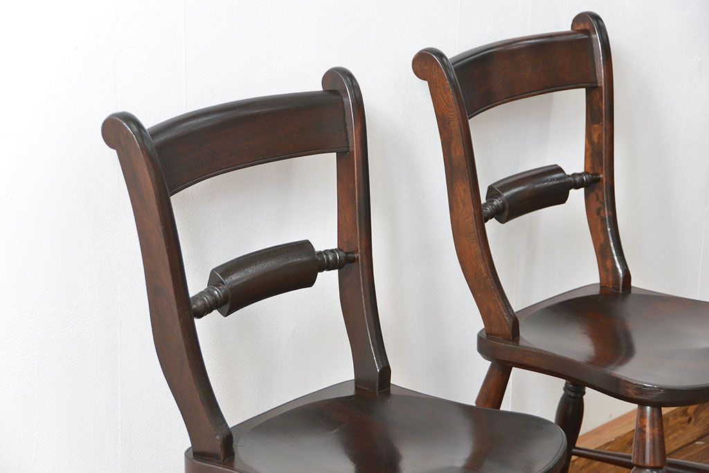 中古　松本民芸家具 ワイコムチェア2脚セット(4) 定価1脚=約88000円(椅子、イス、いす)