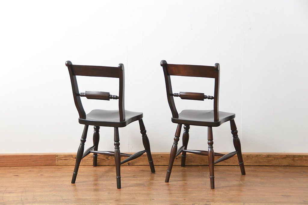 中古　松本民芸家具 ワイコムチェア2脚セット(4) 定価1脚=約88000円(椅子、イス、いす)