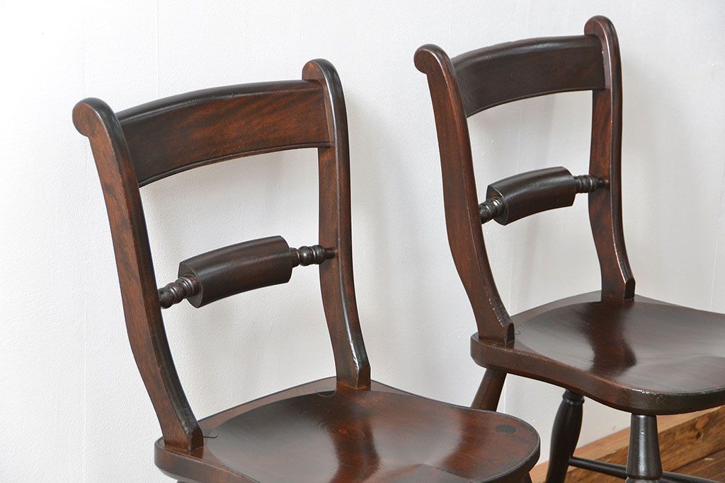 中古　松本民芸家具 ワイコムチェア2脚セット(5) 定価1脚=約88000円(椅子、イス、いす)