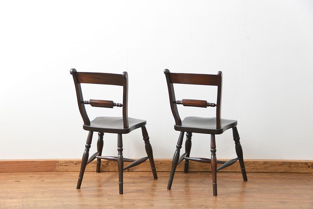 中古　松本民芸家具 ワイコムチェア2脚セット(5) 定価1脚=約88000円(椅子、イス、いす)